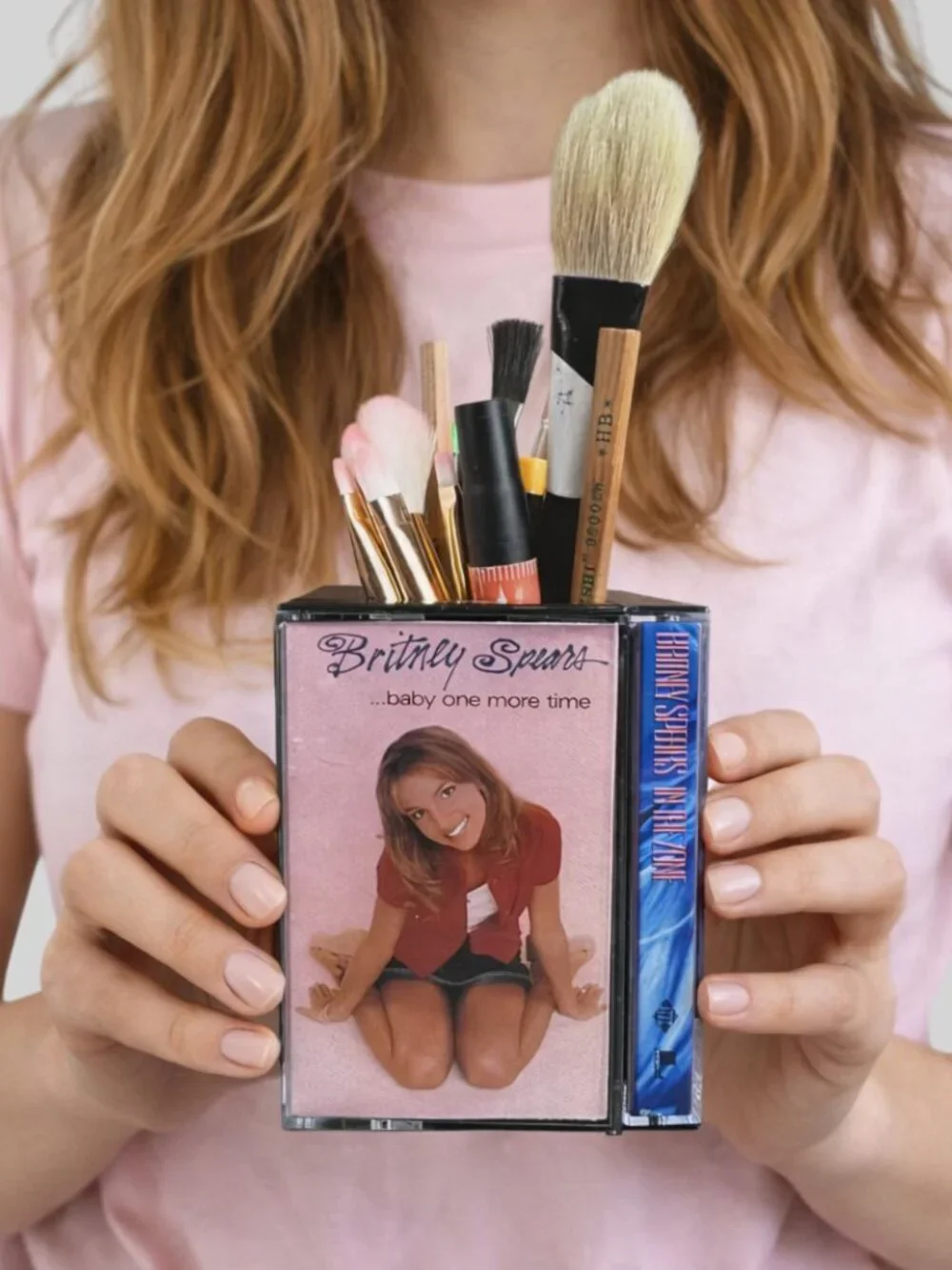 Britney Spears Vintage Cassette Tape Desk Organizer | Pencil holder | Pink